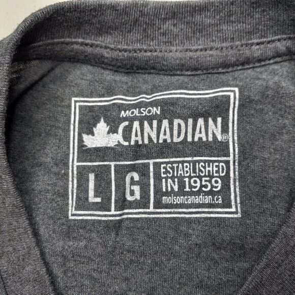 Molson Canadian Lager beer graphic Mens Lg Short Sleeve T-shirt - Picture 3 of 6